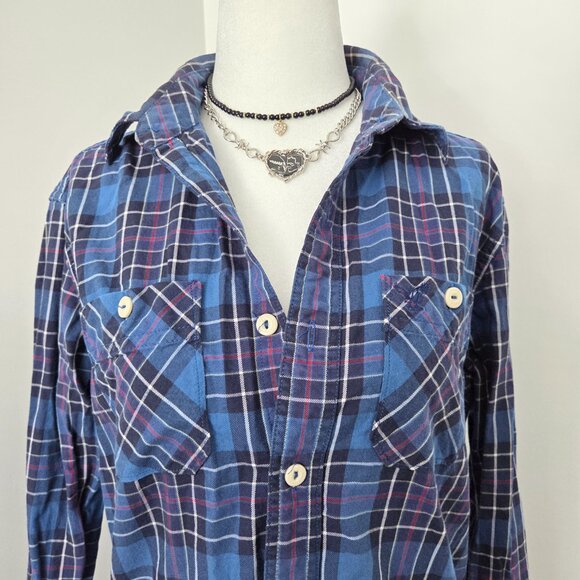 American Eagle Blue Plaid Button Down Shirt Men’s XS Grunge Indie Tumblr 2010s - Picture 4 of 13